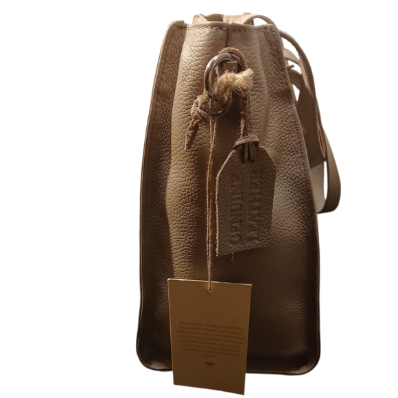 Artisan's Of India -NWT Leather Tote W/Crossbody Strap Magnetic Closure 1 Zipper - Picture 4 of 11